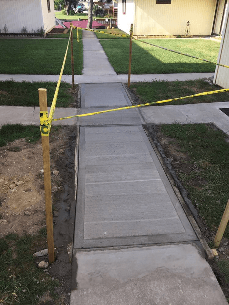 newly concreted sidewalk