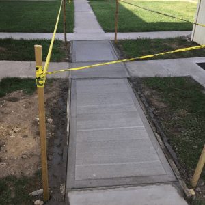 newly concreted sidewalk